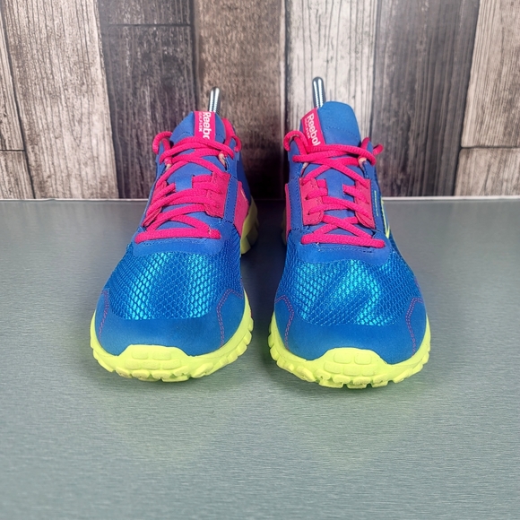 Reebok Realflex Run 2.0 Blue Neon Yellow Running Shoes Women's 7.5 - Picture 3 of 9